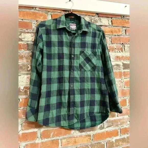 TNA Aritzia Green & Black Boyfriend Fit Flannel Size XS - Picture 2 of 8